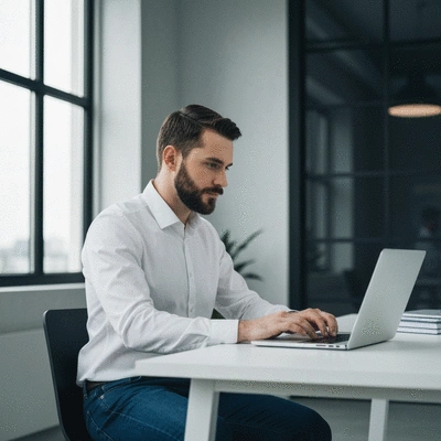 Person using a laptop to manage online business listings